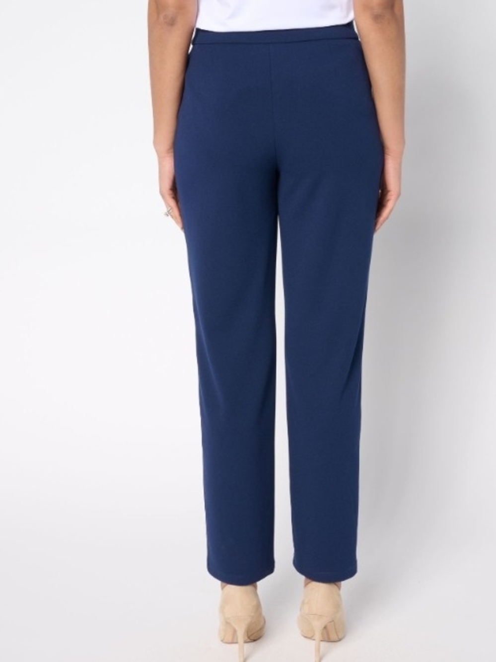Dennis Basso White Straight-Leg Luxe Crepe Pull-On Pants - Picture 4 of 6